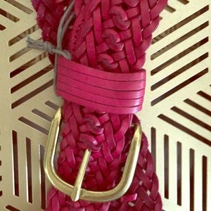 Woven belt with gold buckle